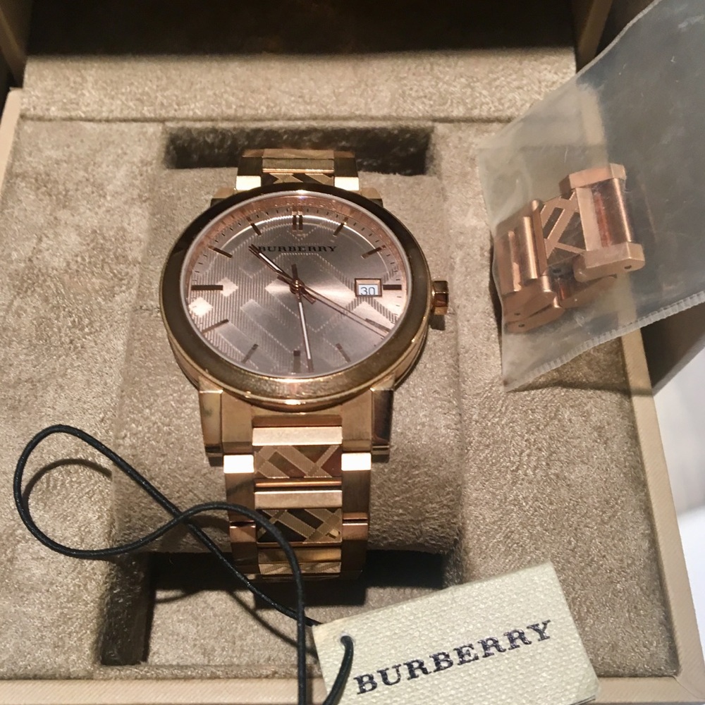 Burberry Rose Gold Etched Watch 38MM